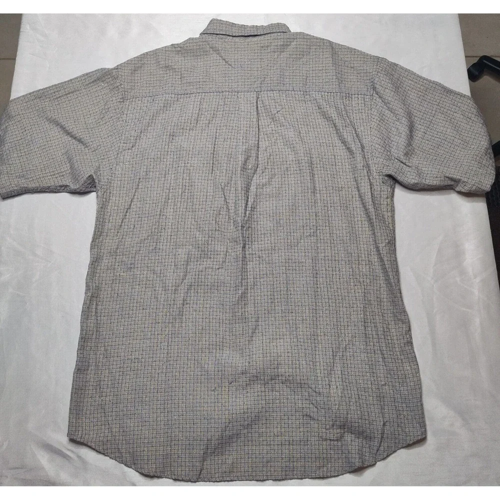 VTG PACO Jeans Co Men Medium Rayon Blend Gray Blue Check Button Shirt - Picture 11 of 13